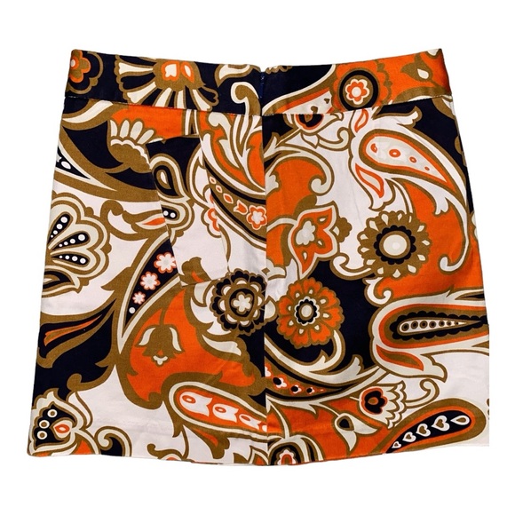 EUC J. CREW STRETCH WOMENS COTTON VINTAGE STYLE PAISLEY PATTERN MINI SKIRT•S/0 - Picture 4 of 14